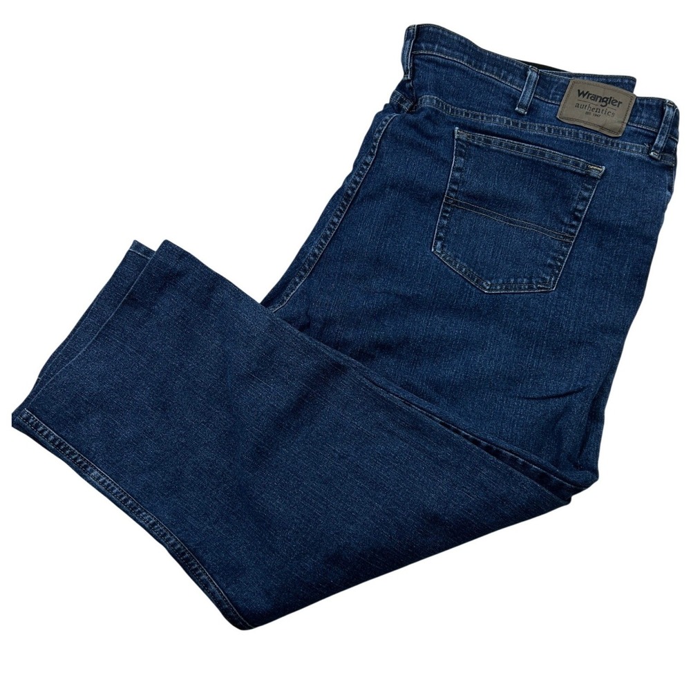 Wrangler Authentics Mens Jeans Size 46x30 Comfort Flex Dark Wash Straight Leg